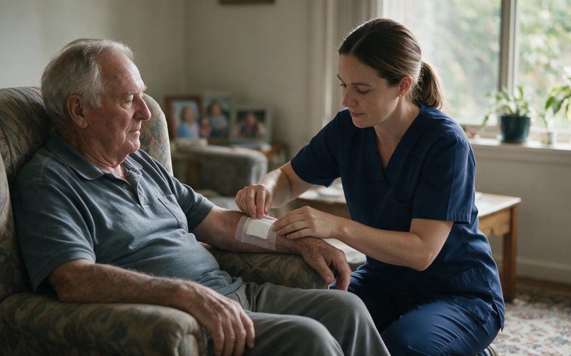 A registered nurse providing clinical care in a participant’s home in Adelaide