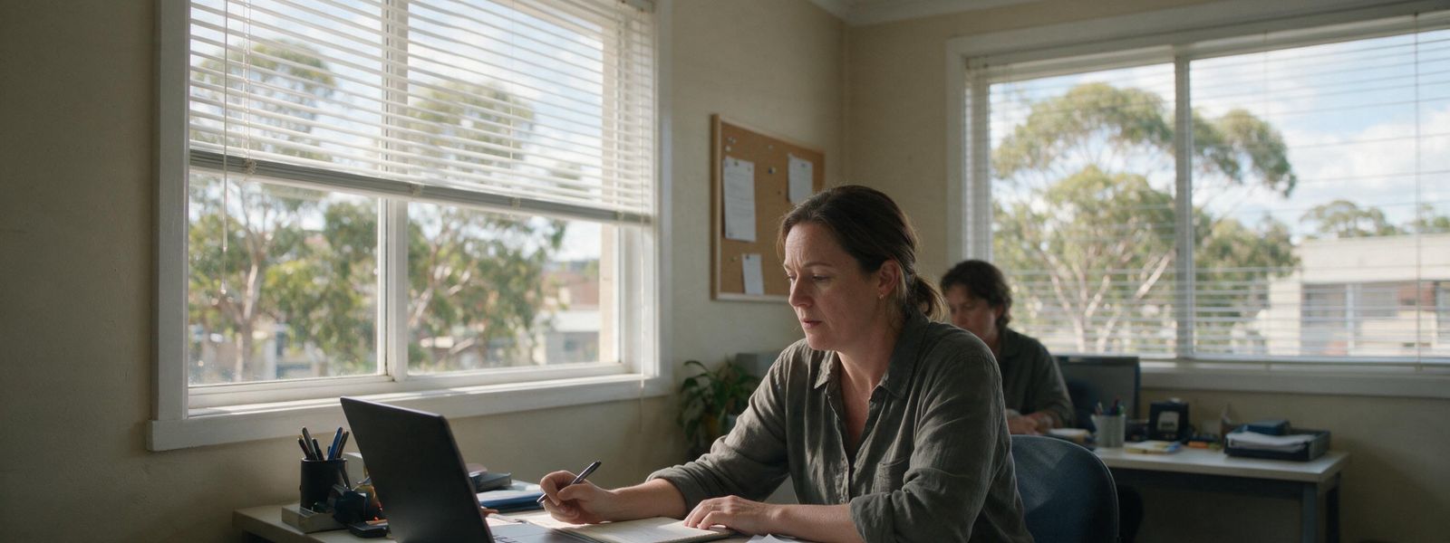 A Plan Manager checking vacancy notifications on a laptop
