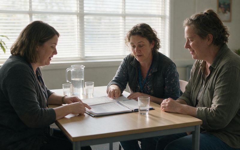 A support coordinator and a participant reviewing an NDIS plan together